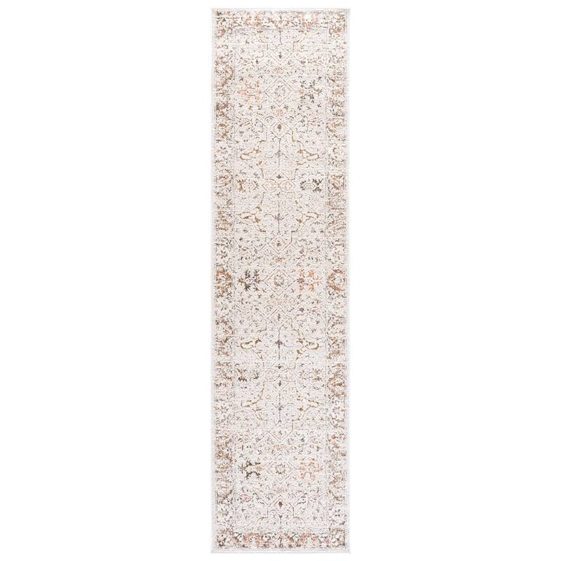 SAFAVIEH Leonette Saaskia Vintage Distressed Rug - 2' x 8' Runner - Ivory/Brown Taupe