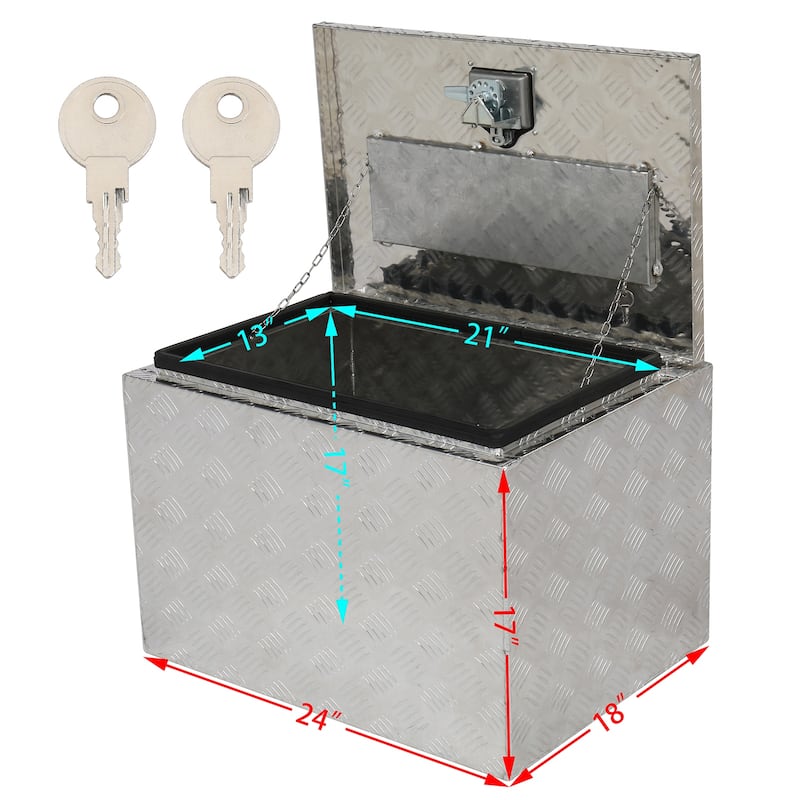 24" Aluminum Under Body Toolbox 5 Bar Tread Silver