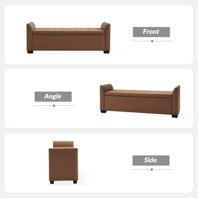 Laura Traditional 57.75"Wide Tufted Storage Bench by HULALA HOME