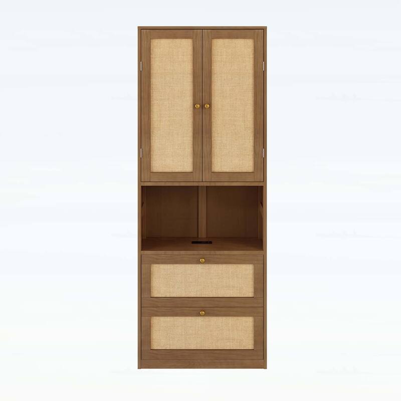 2 Doors Storage Cabinet with USB Port and 3 Drawers,Ideal for Modern Storage and Aesthetic Appeal