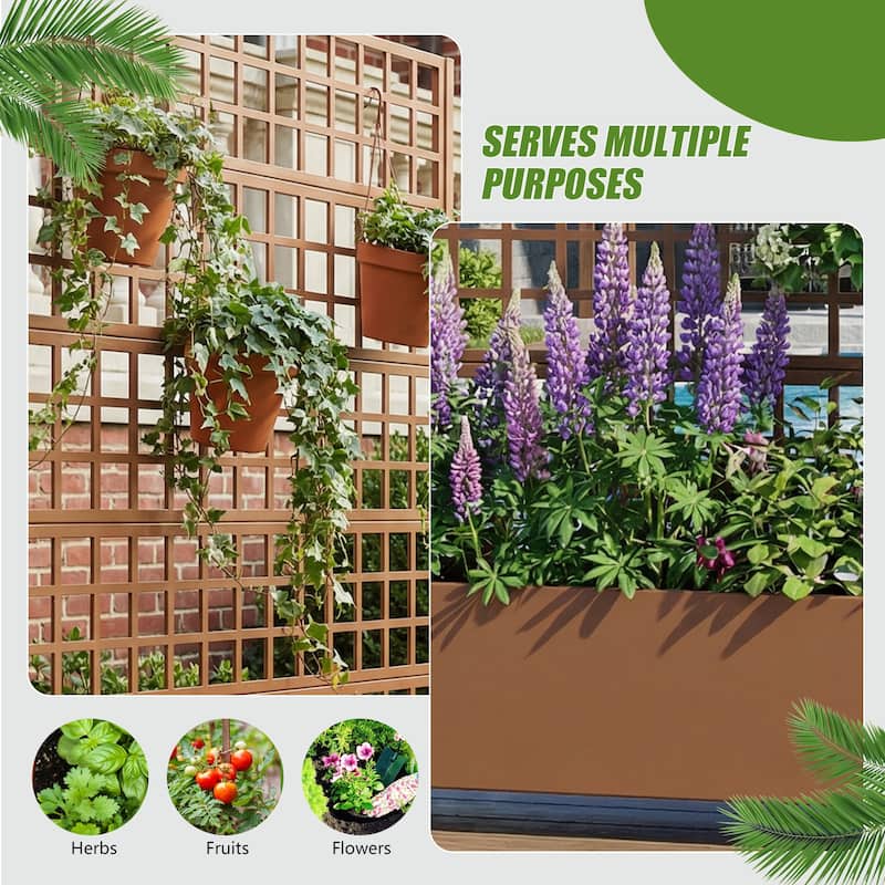 Movable Raised Garden Bed with Trellis and Lockable Wheels