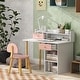preview thumbnail 9 of 7, Qaba Kids Desk and Chair Set with Storage, Kids Study Desk for Bedroom & Study Room, Girls Boys Aged 3-8 Years, Pink