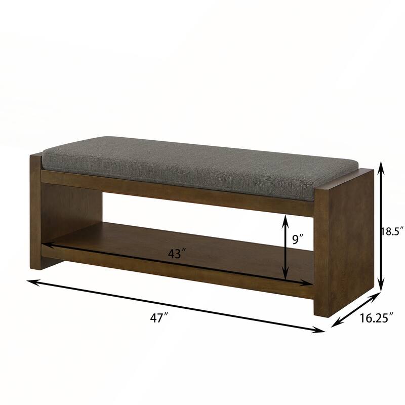 47in Accent Bench with Lower Shelf Shoe Rack