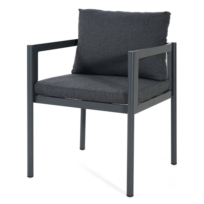 Christopher Knight Home - Outdoor Aluminum Dining Chair Set with Modern Grey Cushions