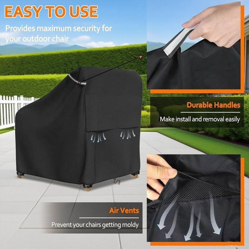 Waterproof Outdoor Chair Covers - Universal Fit for Patio Furniture, Adirondack, Wicker, Rocking & Swivel Chairs (Black)
