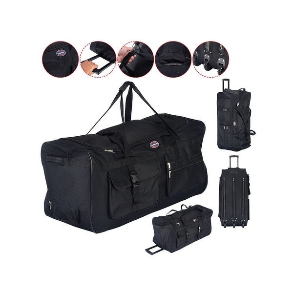 Shop Costway 36&#39;&#39; Rolling Wheeled Tote Duffle Bag Luggage Travel Duffle Suitcase Black - Free ...