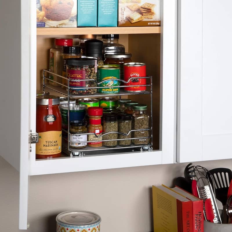 Hold N' Storage - 2 Tier Pull Out Cabinet Organizer for Spices, Cans - Heavy Duty with Lifetime Limited Warranty
