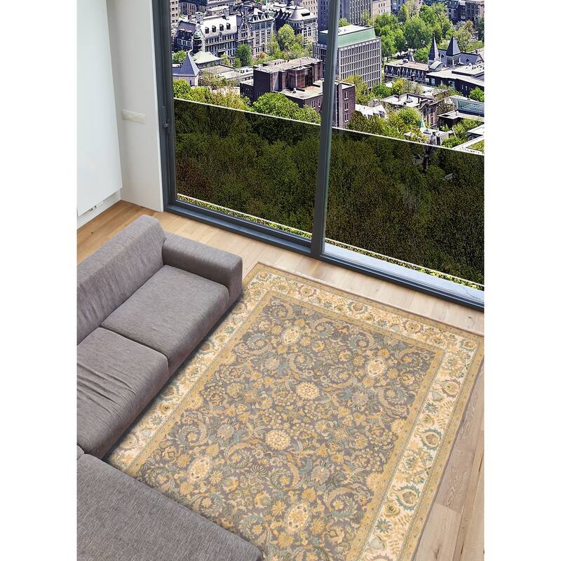 ECARPETGALLERY Hand-knotted Jamshidpour Grey Wool Rug - 7'8 x 10'2