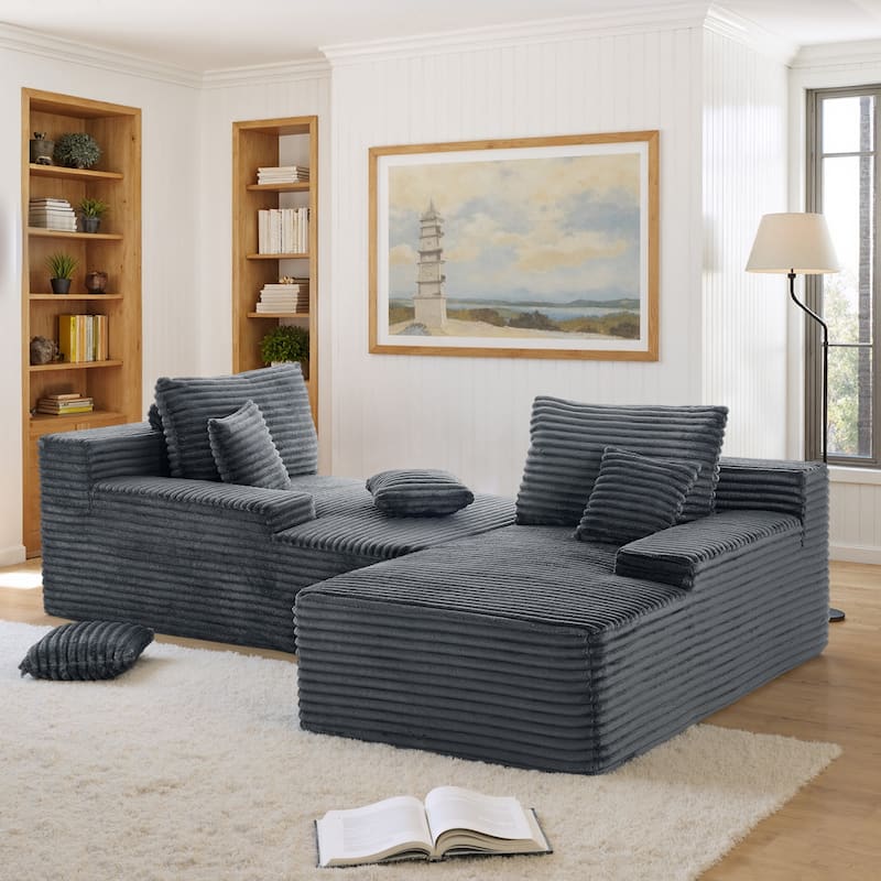 Cathy 82" W No Assembly Required Chaise Sofa Lounge Sectional Couch