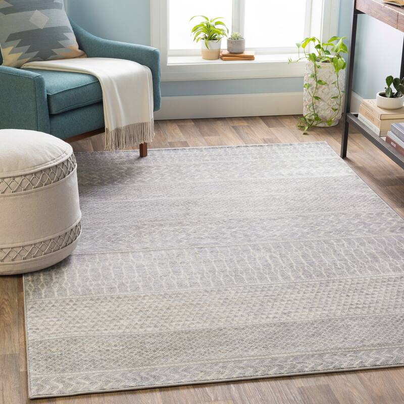 Artistic Weavers Lovato Bohemian Block Print Area Rug - 4'3" x 5'11" - Medium Grey