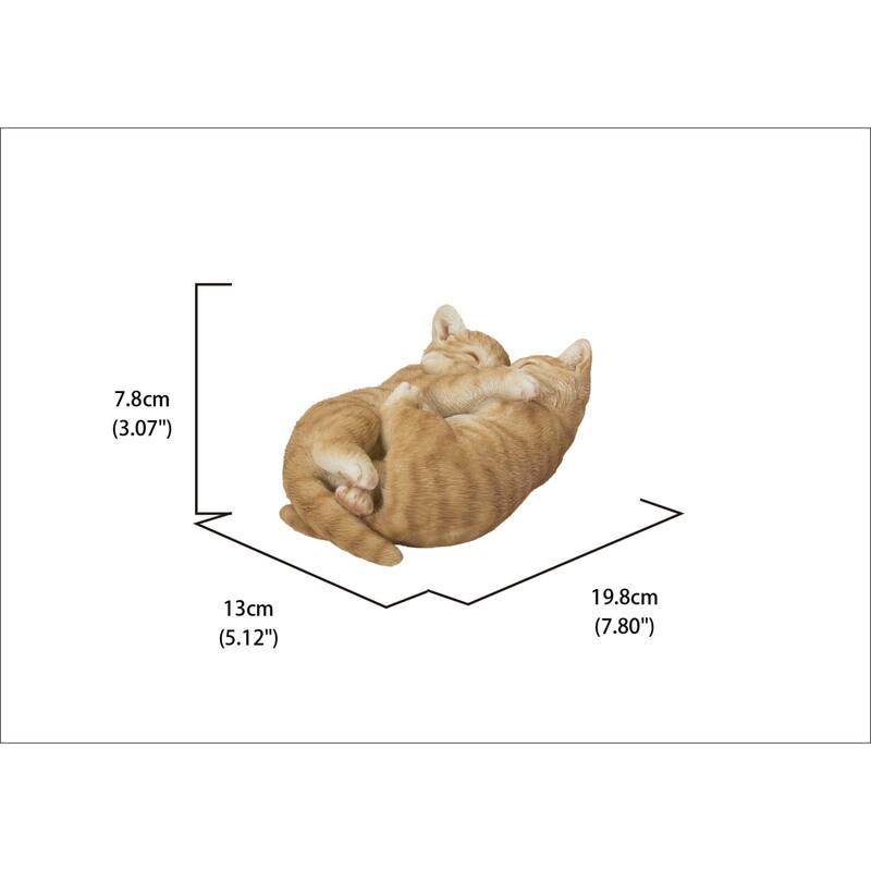 Cat Napping Couple Orange Tabby Cats Outdoor Garden Statue - 7.75"