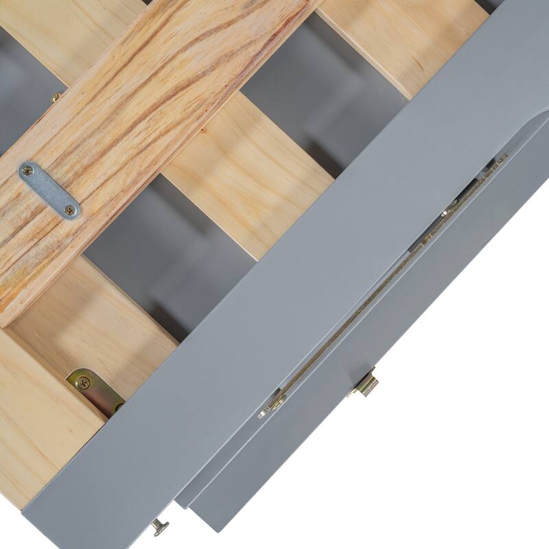 Queen Wood Murphy Bed, Modern Murphy Bed Chest with Metal Leg, Home Folded Bed Frame with Wood Slat Support for Small Room