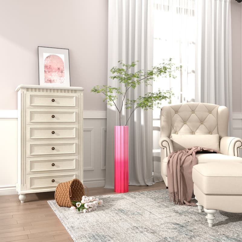 Modern Handmade Pink Ceramic Tall Floor Vase