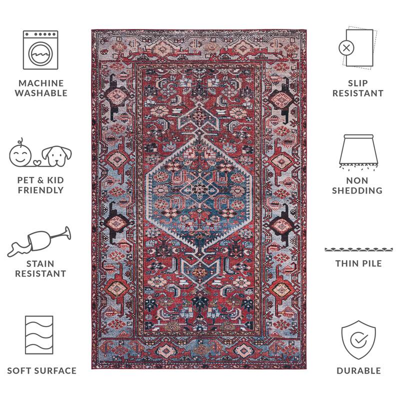SAFAVIEH Tucson Machine Washable Slip Resistant Tamaki Traditional Rug