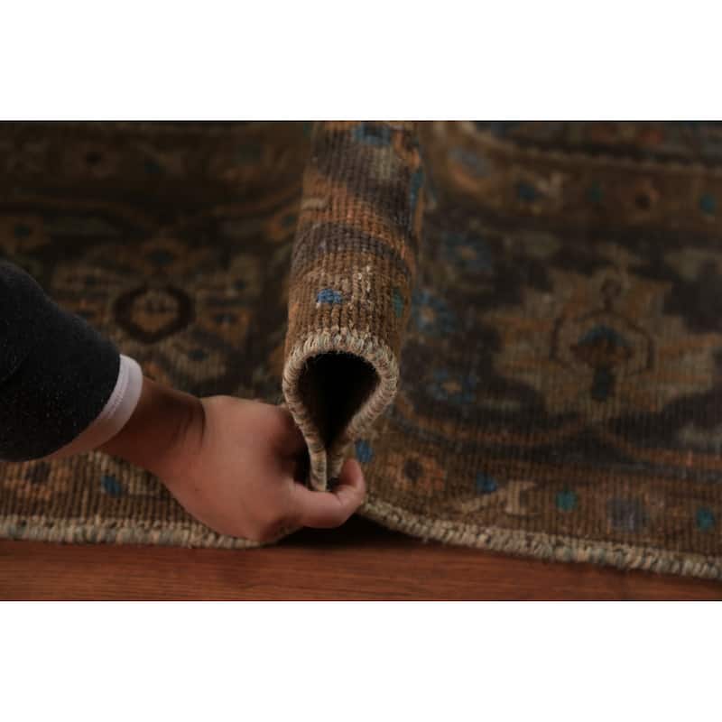 Orange Medallion Tabriz Persian Area Rug Hand-Knotted Wool Carpet - 9'7"x 12'10"