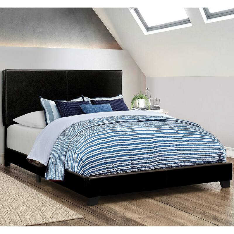 Modern Design Black Leatherette Upholstered Bed