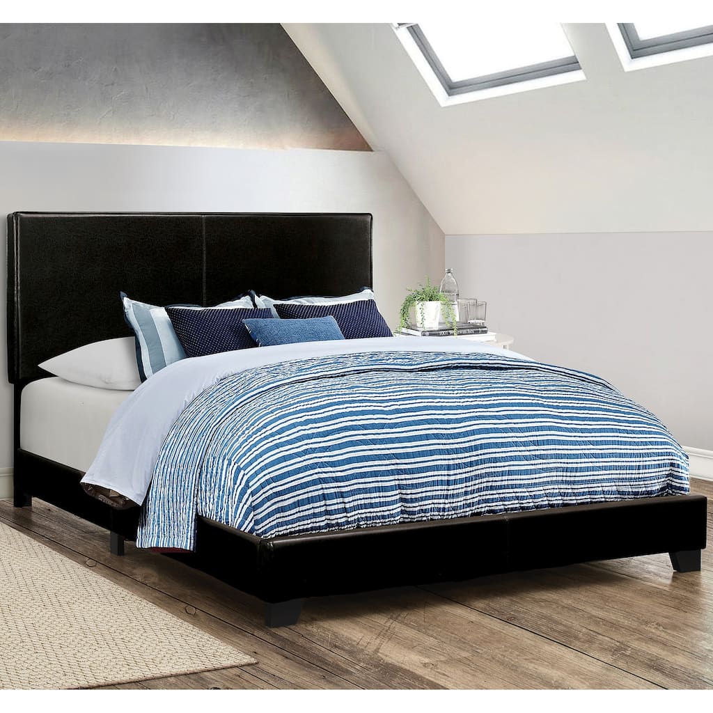 Modern Design Black Leatherette Upholstered Bed