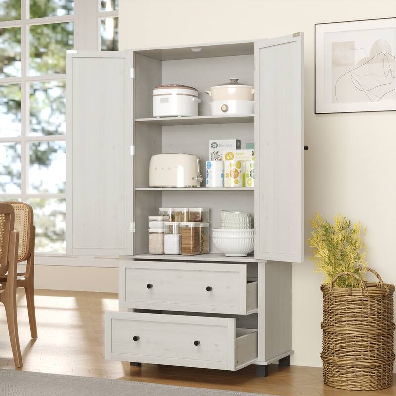 70" Tall Kitchen Pantry Cabinet with 2 Drawers and 3 Shelves