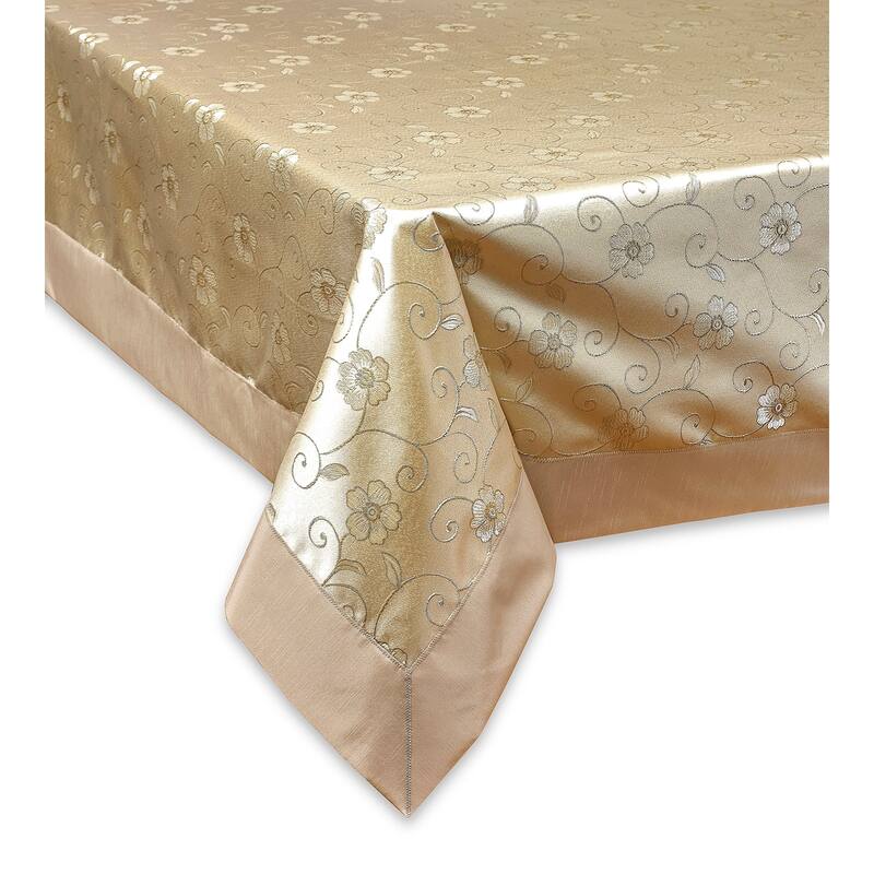 Violet Linen Sunflower Elegant Embroidered Flower Pattern Tablecloth