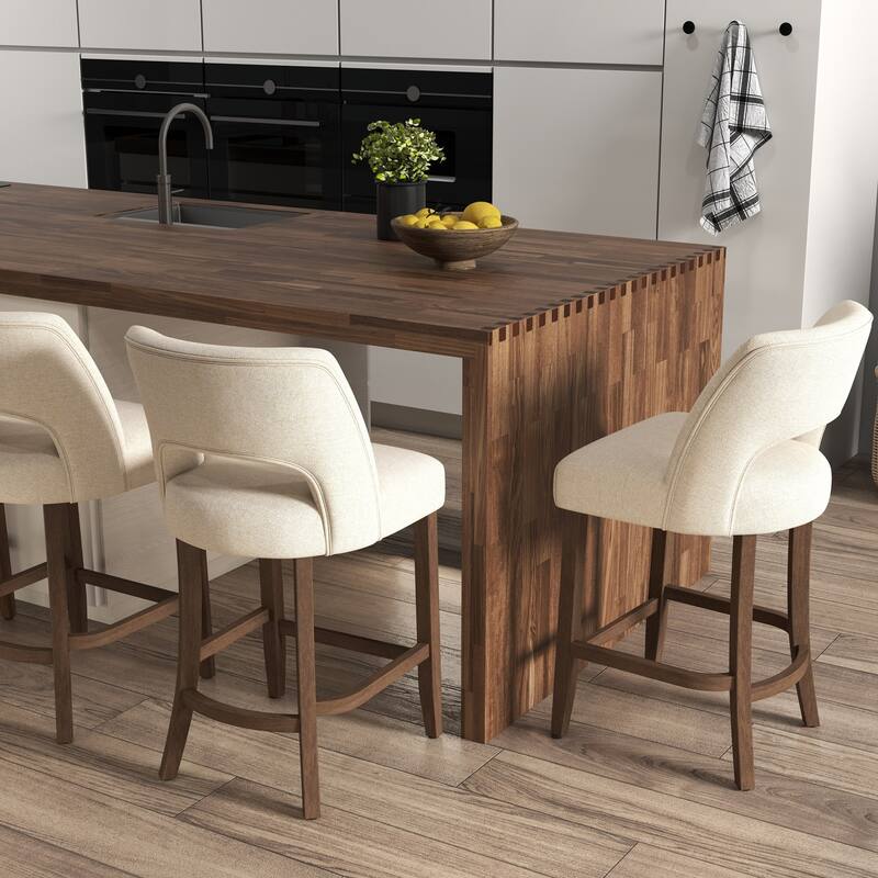 Set of 2/4/6,Upholstered Counter Height Bar Stools,Modern Counter Stools with Wood Legs for Kitchen Island Dining Room Bar
