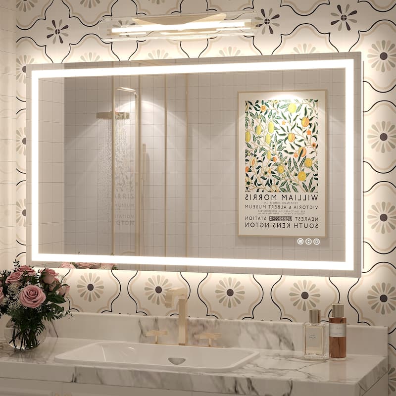 Large LED Bathroom Mirror with UL Listed, Front and Backlit, Anti-Fog - 40x24