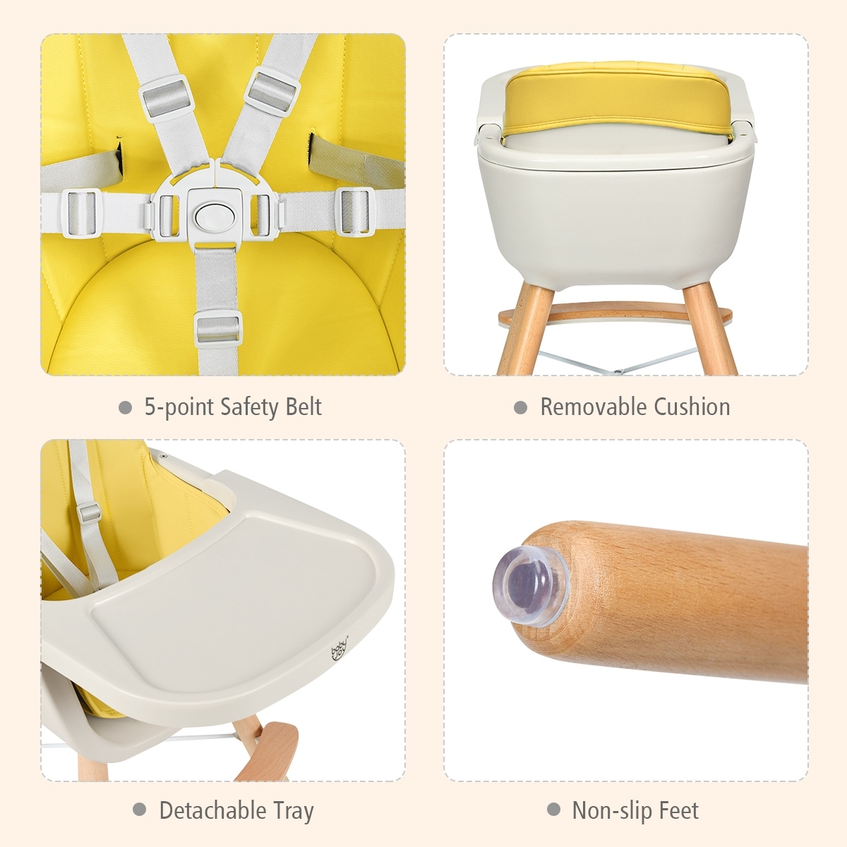 Babyjoy 3 In 1 Convertible Wooden High Chair Baby Toddler Highchair W Overstock 28904020