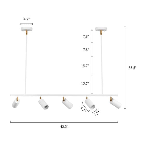 dimension image slide 3 of 7, 5 - Light Modern Adjustable Metal Linear Spot Tracking Pendant Light