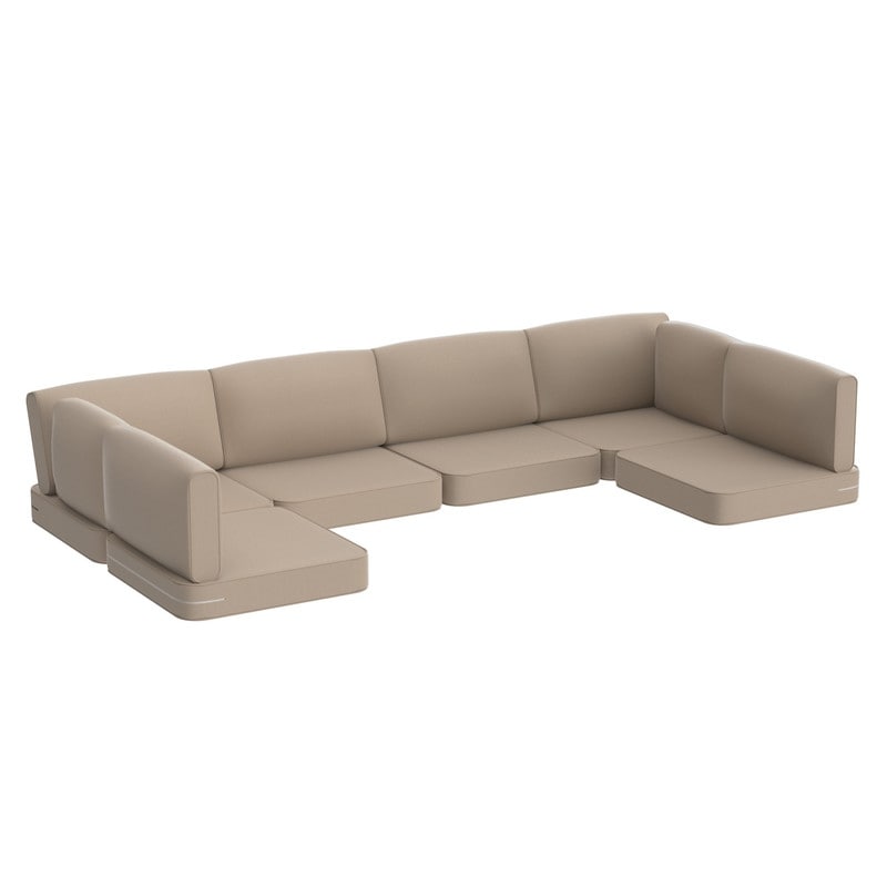 14 Piece Patio Furniture, 6 Seat Outdoor Deep Seat Cushion Set - 25.6 * 25.6 * 4 in