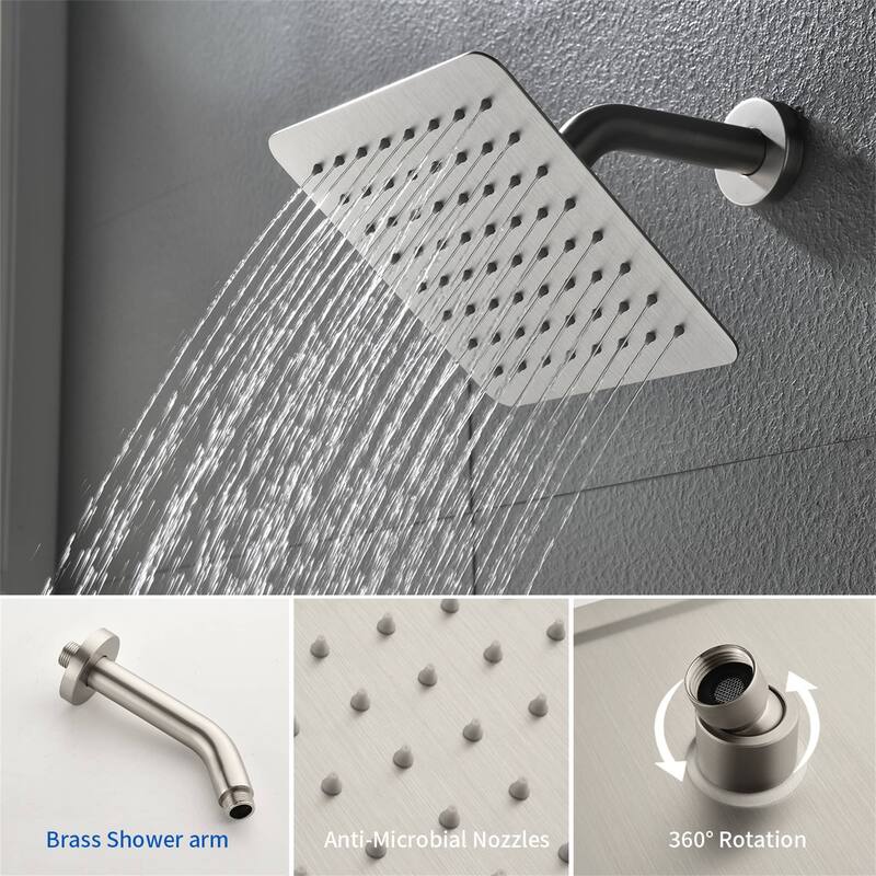 Tub Shower Faucet With Rough-in Valve Wall Mounted Shower System With Tub Spout Modern 8 Inch Rainfall Shower Head Kit Set