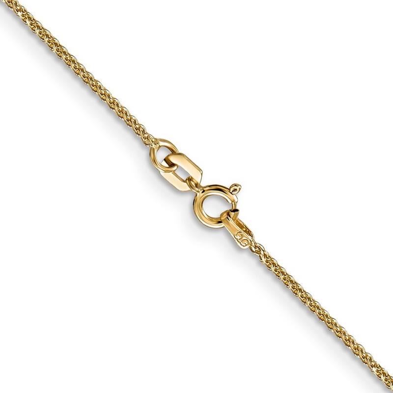 Curata 14k Yellow Gold Solid 1.0mm Diamond-cut Spiga Wheat Chain Necklace (Lobster) Options: 16 18 20 22 24 30