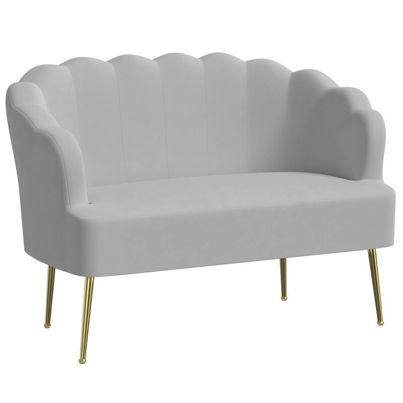 Velvet Comfortable Softness Metal Legs Loveseat Sofa
