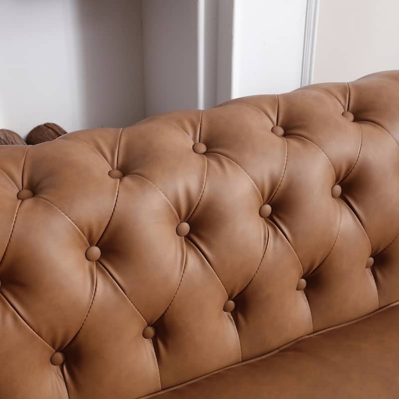 Classic Chesterfield Faux Leather Sofa Couch