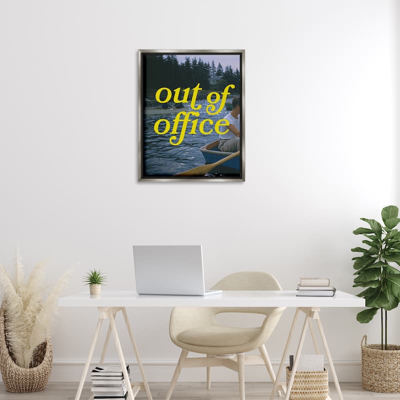 Stupell Out of Office Lake View Framed Floater Canvas Wall Art Design By Victoria Barnes