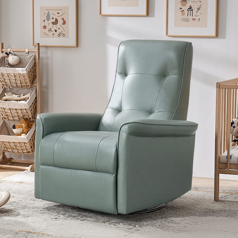 Valentin Modern Faux Leather Swivel Power Recliner with USB Ports by HULALA HOME - Sage