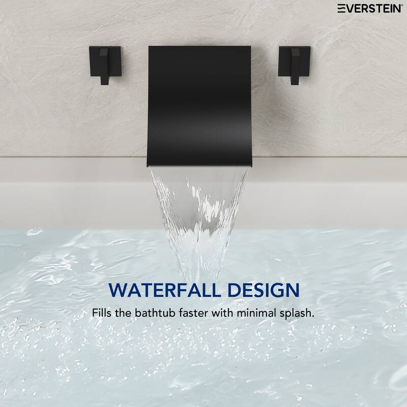 Wall-Mounted Waterfall Bathtub Faucet – Ultra-Thin Stainless Steel Spout with Dual Handle Control