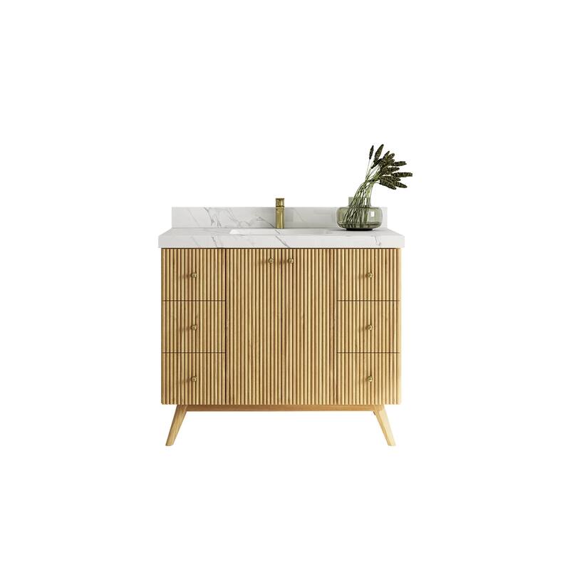 Willow Collections 42 in. W x 22 in. D Pasadena Solid TeakSingle Sink Bathroom Vanity with Countertop