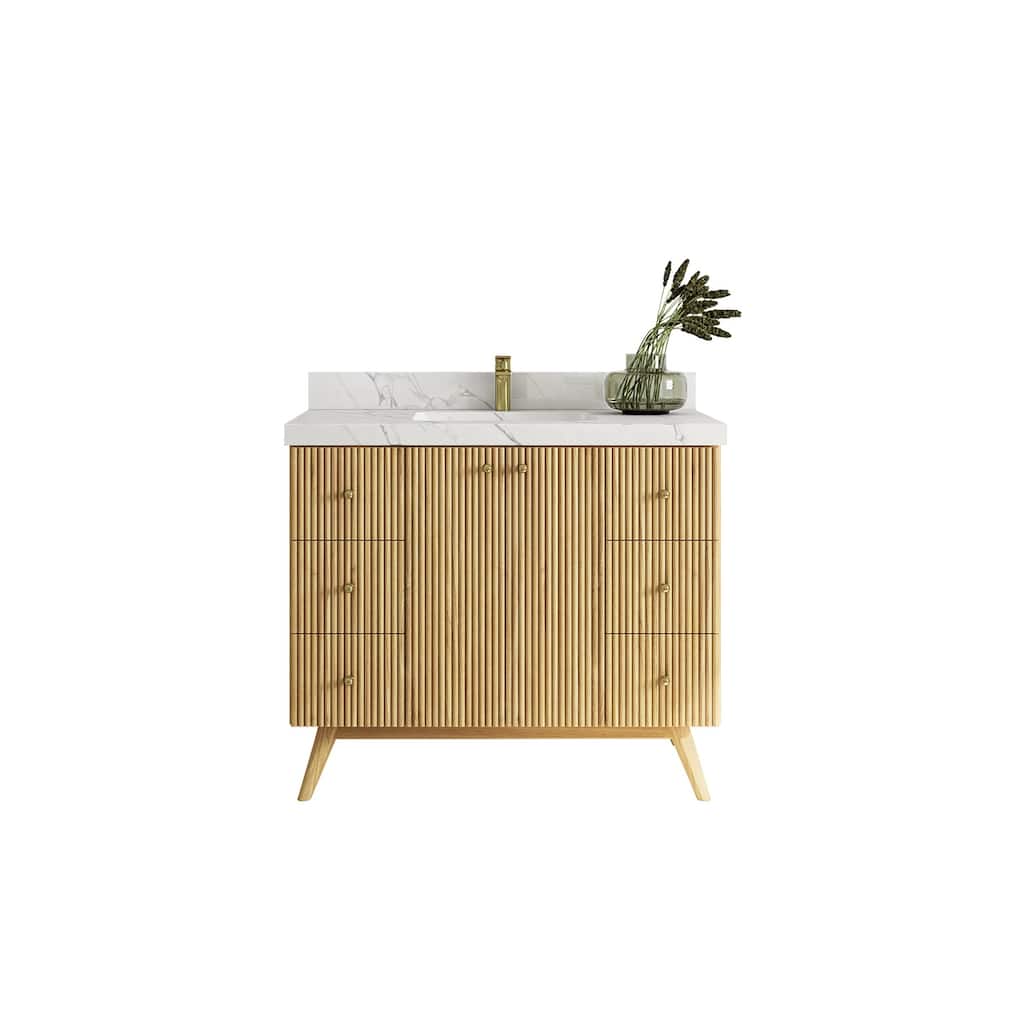 Willow Collections 42 in. W x 22 in. D Pasadena Solid TeakSingle Sink Bathroom Vanity with Countertop