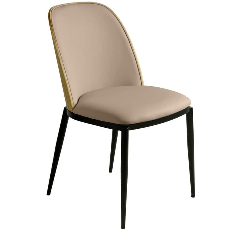 Tule Mid-Century Modern PU leather, Velvet, or Suede Fabric Upholstered Dining Chair with Black Metal Frame for Home or Cafe