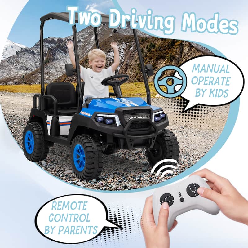 24V XL Kids Ride On Electric Truck with 4 Seats, Remote Control, Dual Motors, Suspension, Bluetooth Audio & Removable Sunshade