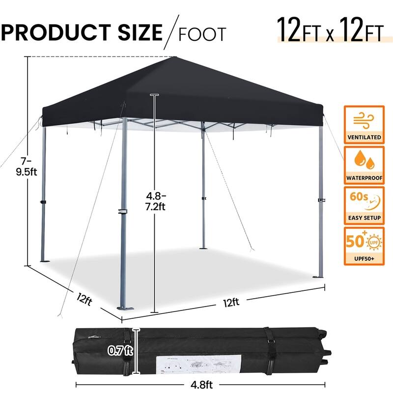 Yaheetech 12x12ft Pop-up Canopy with One-Push-To-Lock Setup Mechanism