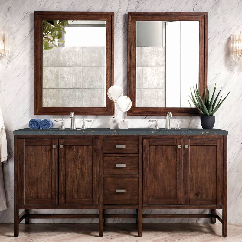 James Martin Vanities E444-V72-3PBL Addison 72" Double Basin Wood