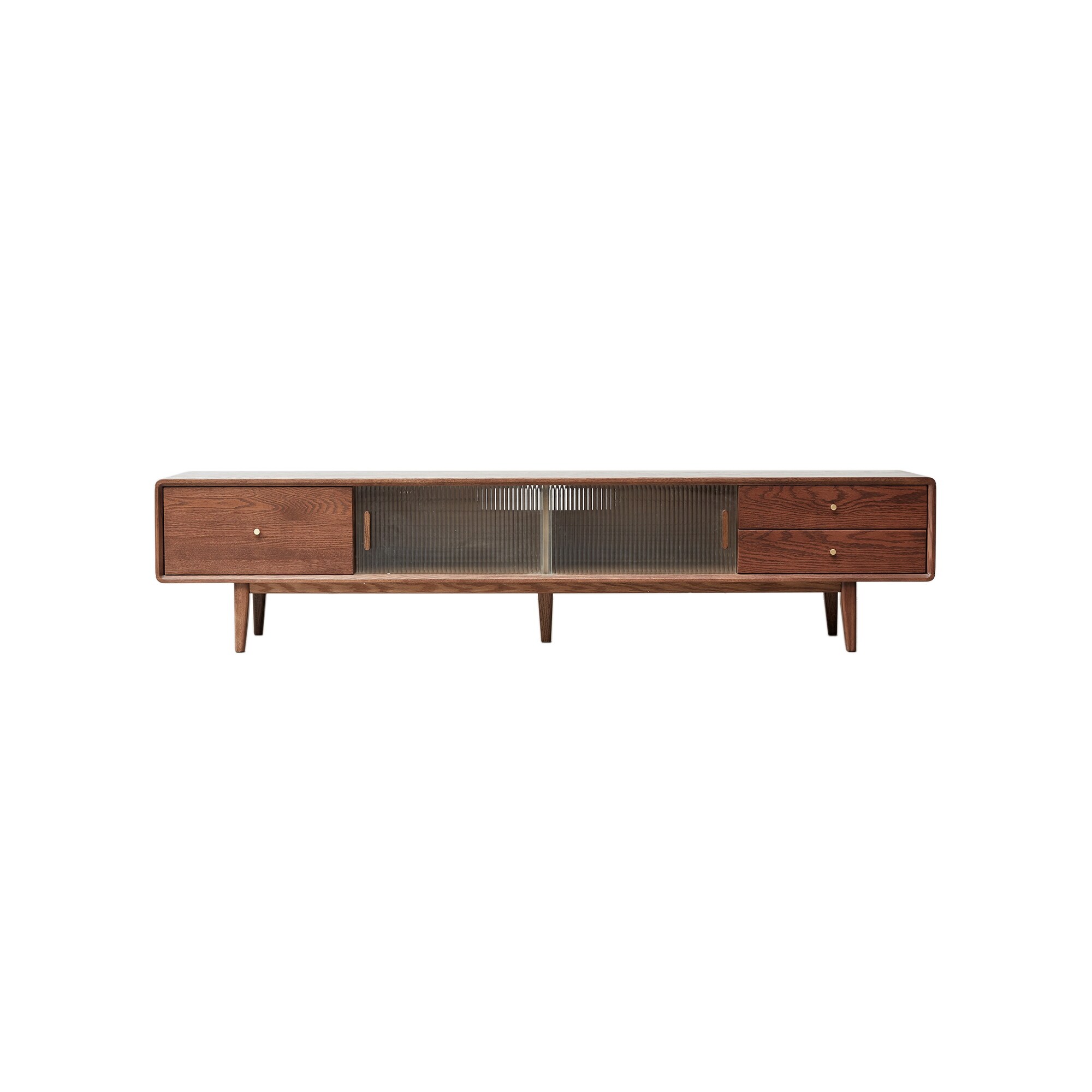 Walnut Color North America A Grade Solid Red Oak TV Cabinet With Chinese Changhong Glass Doors Two Drawer Storage TV Standing Bed Bath Beyond 40246086