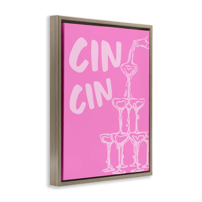Stupell Pink Champagne Tower Framed Floater Canvas Wall Art Design By House of Lulu
