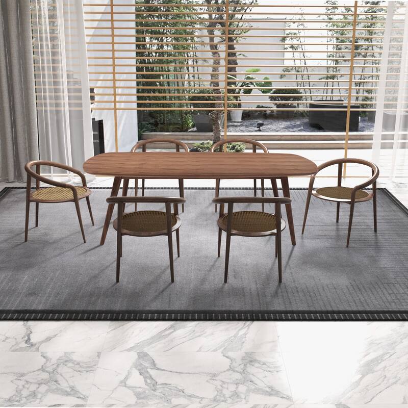 Modern Farmhouse Rectangular Dining Table for 4-8 People - 71in - Walnut