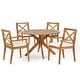 preview thumbnail 42 of 45, Llano Outdoor 5 Piece Acacia Wood Dining Set by Christopher Knight Home