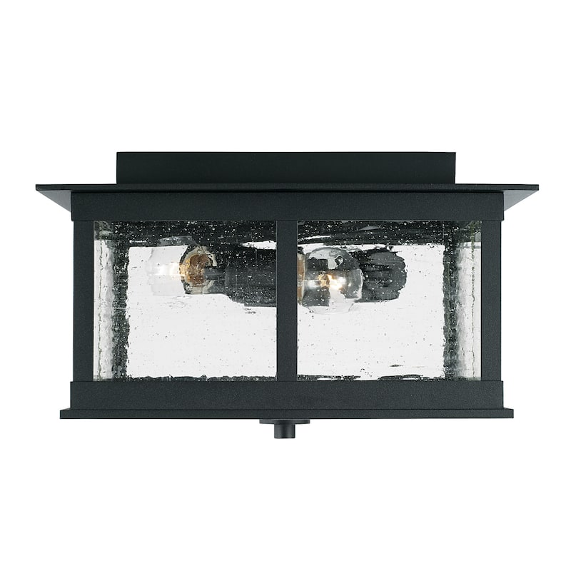 Barrett 13" 3-light Outdoor Flush Mount w/ Antiqued Glass