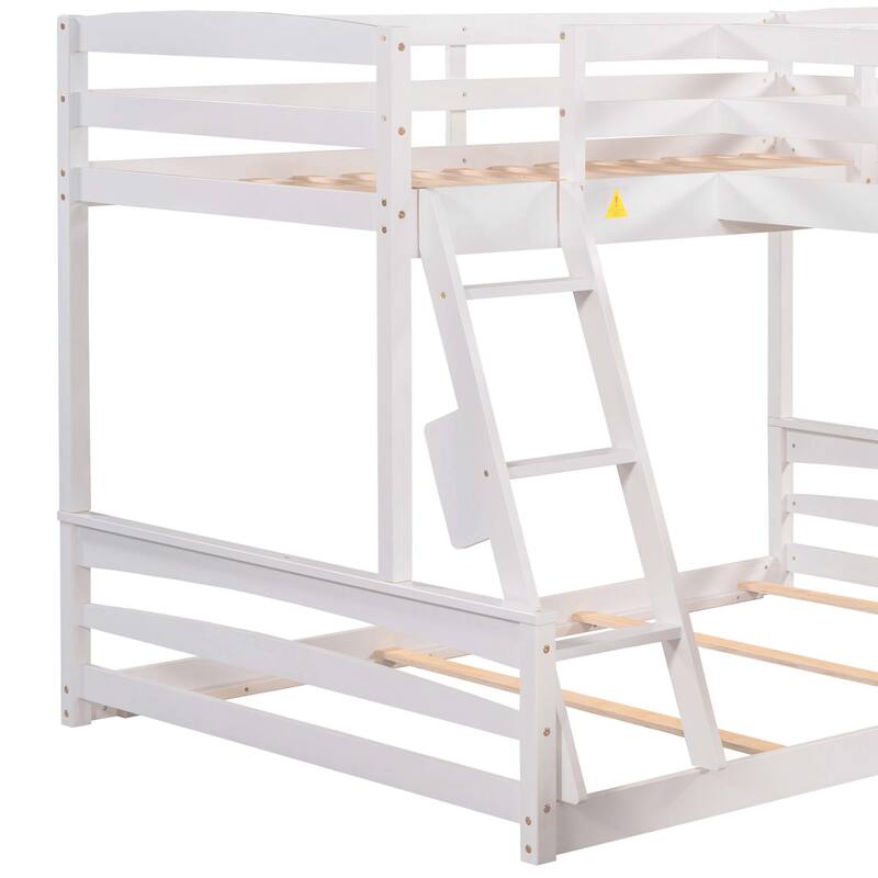 LShaped Triple Bunk Bed with Slide, Twin/Full Loft Bed with Desk Bed