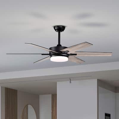 Matte Black 52 in. 6-Speed Integrated LED Indoor 6-Blade Ceiling Fan with Light Kit and Remote Control
