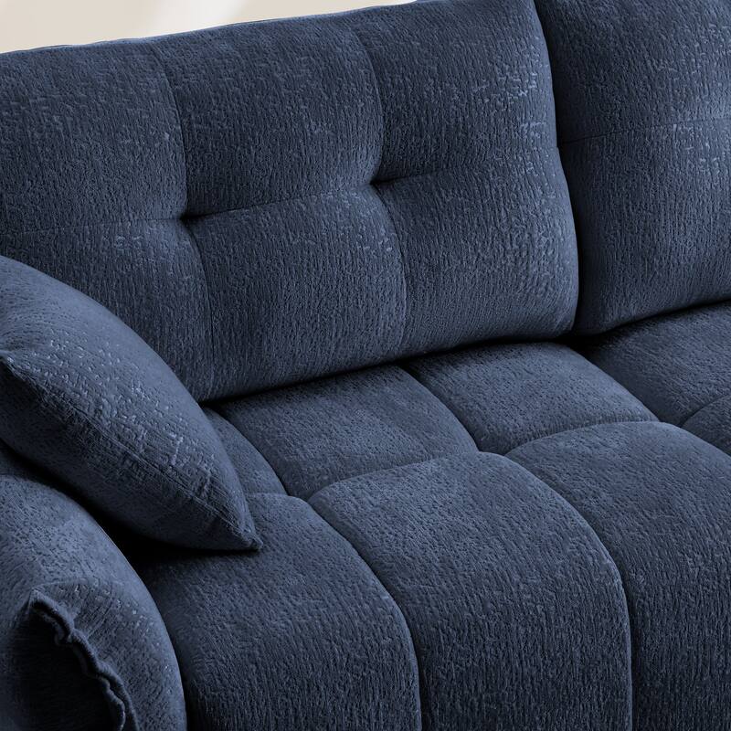 Modular 4-Seat Chenille Sofa Set with 2 Ottomans, High-Resilience Cushions and Solid Wood Frame