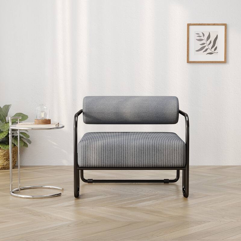 Living Room Iron Accent Chair,Corduroy Upholstered Arm Chair